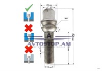 ԲՈԼՏ անիվի M15x1,25x45 պտտվող  սֆեռա K=17, ցինկ PS17Q45SL